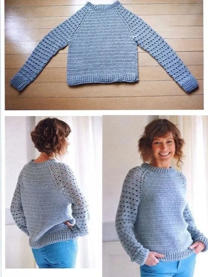 Crochet sweater, crochet jumper pattern , easy women sweater pdf