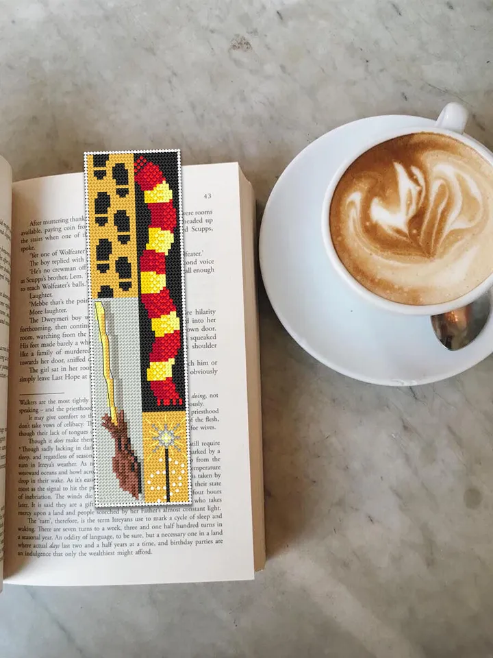 Magic bookmark cross stitch pattern PDF download Wizarding world cross stitch chart, Easy bookmark pattern digital PDF, Wizard school #B357