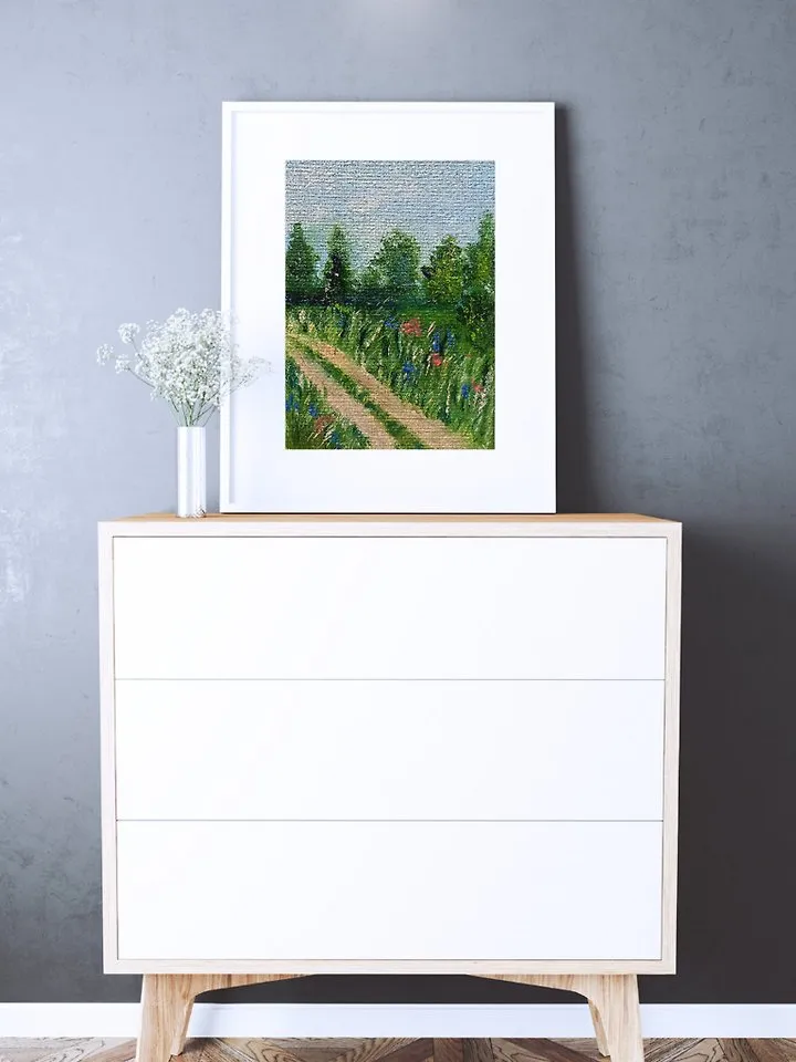 Landscape with Forest Road Miniature Original Oil Painting Dollhouse Painting