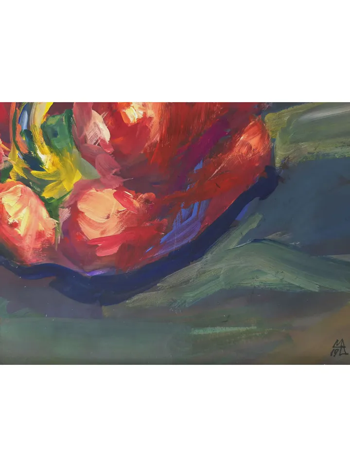Red Bell Pepper Painting 5x6" ORIGINAL ART Gouache Impressionist Fine Art Signed by artist Marina Chuchko