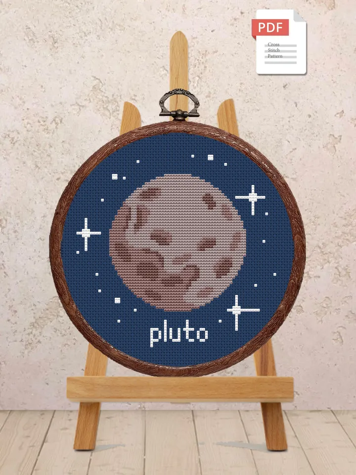 Pluto Cross Stitch Pattern, Planets Cross Stitch Pattern, Pluto Pattern, Space Cross Stitch Pattern, Solar System Patterns #spc009