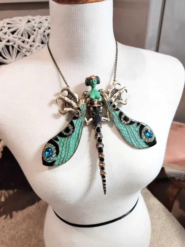 Necklace "Running dragonfly" based on Rene Lalique