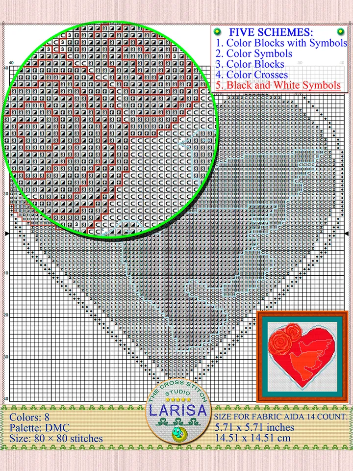 Happy Valentine’s Day Cross Stitch Pattern | Pigeons | Heart
