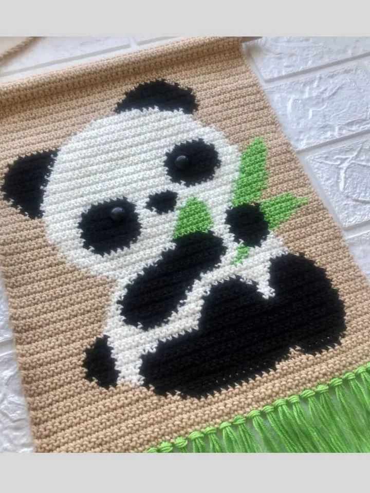 Crochet Panda Wall Hanging Decor Pattern PDF