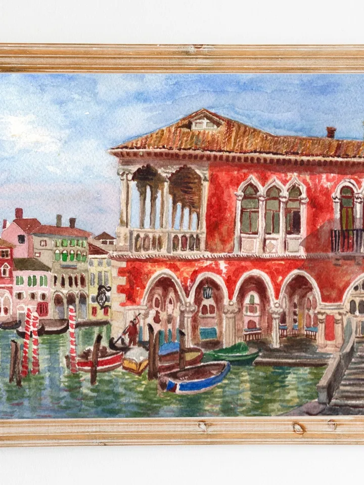 Venice Wall Art Handmade Print Venetian Landscape Travel Painting Venice Canal Italy Art Italian Art Work Watercolor Landscape Travel Art