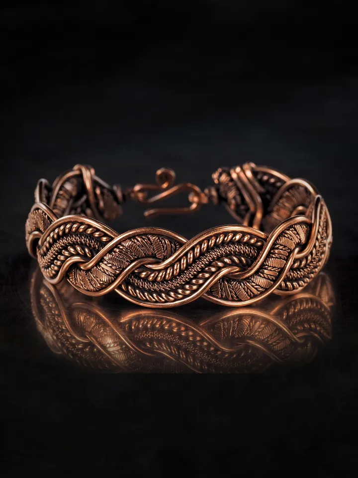 Wire wrapped copper bracelet for woman Antique style copper jewelry WireWrapArt