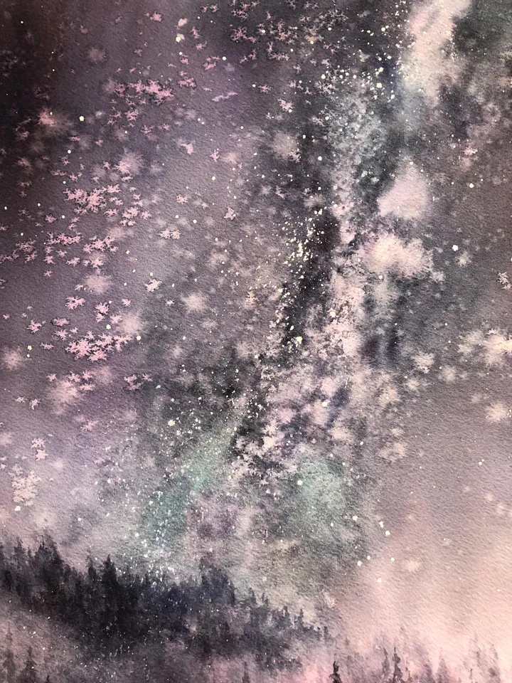 Space Painting Night Sky Wall Art Original Watercolor Painting Stars Wall art