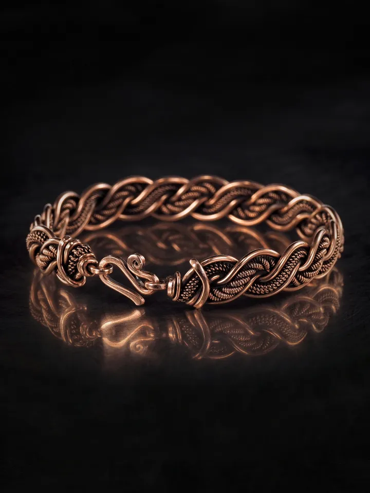 Woven copper wire bracelet Antique style handcrafted copper jewelry Unique gift