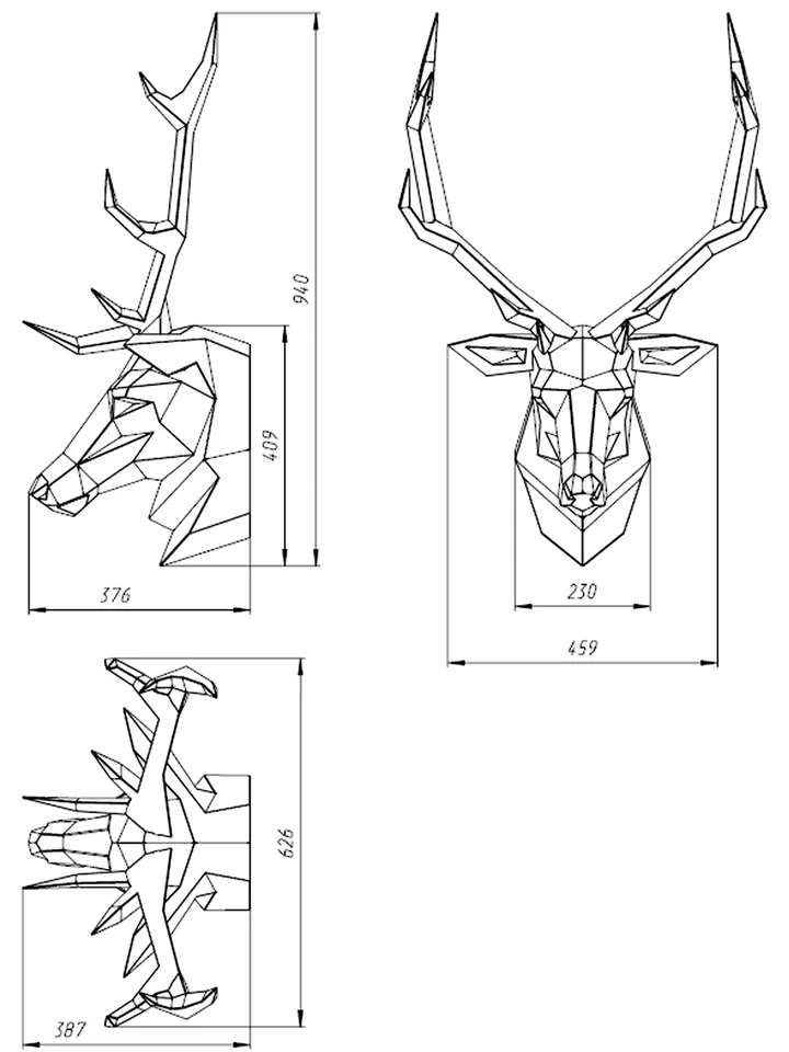 Welding Project Plans Drawings Deer Head (DXF, PDF)