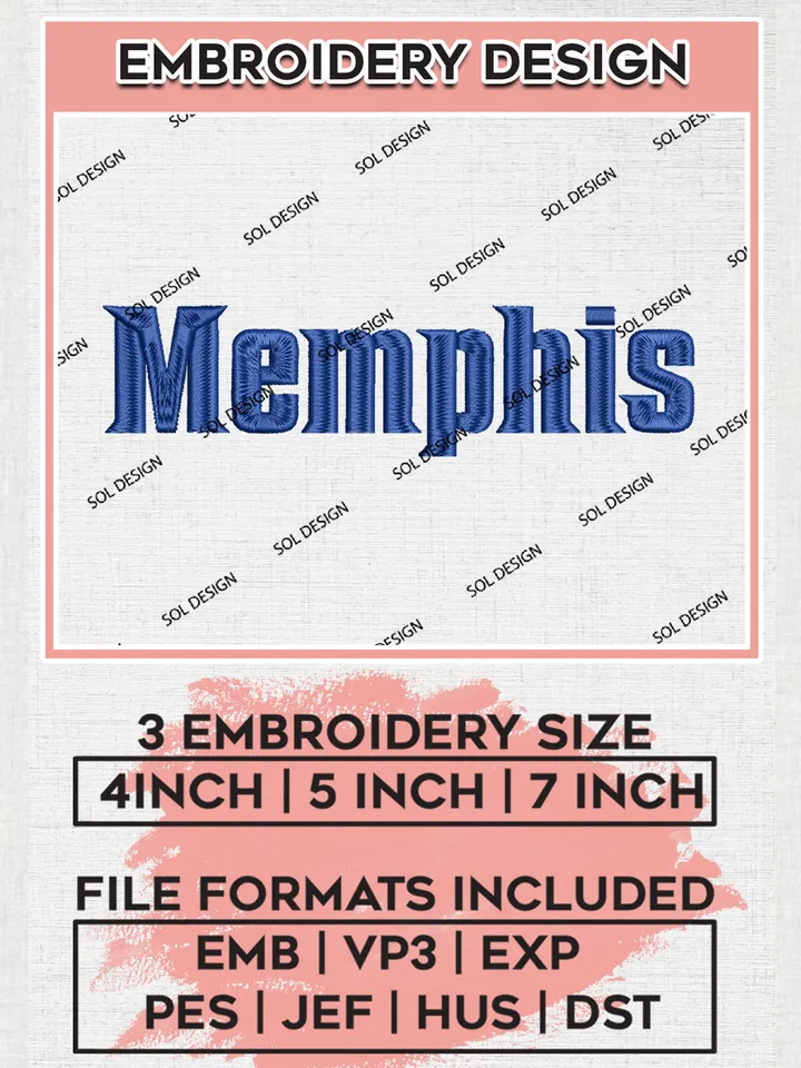 NCAA Memphis Team Logo Embroidery Design Files, NCAA Memphis Tigers Team Embroidery, NCAA Game Day, Machine embroidery designs, Digital Download
