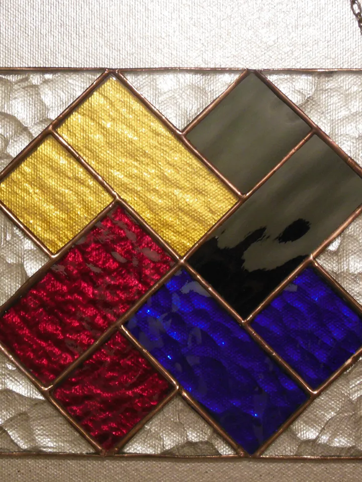 Art Stained Glass window hanging Panel " Card Stunt " Suncatcher Square