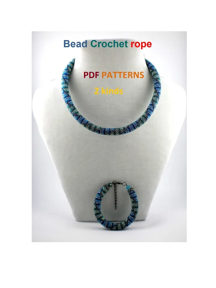 Bead crochet rope pattern for beading «Engagement» necklace and bracelet, DIY, bead crocheting, Instant Download, PDF pattern