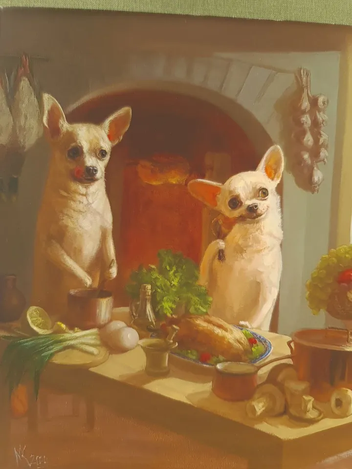 print of oil painting chihuahua "Wildfowl"