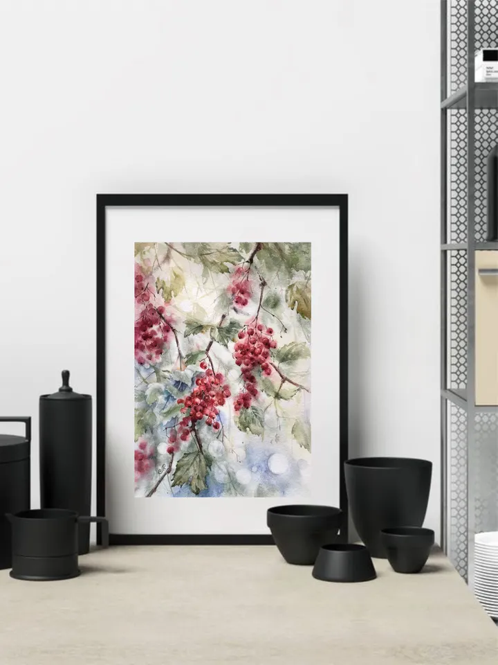 Berries Painting Floral Original Watercolor Painting Berry Wall Art Berry Painting