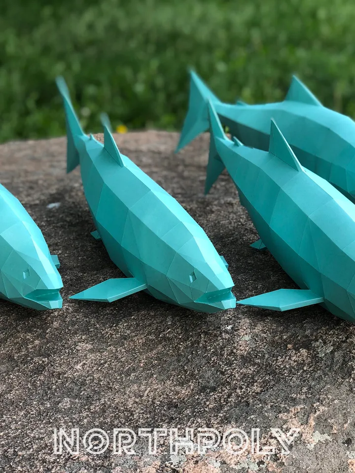 Salmon Papercraft, Fish, Digital Template, PDF Download, Gurko, 3D Low Poly, Pepakura, Origami Sculpture, Paper Party Decoration, DIY Gift