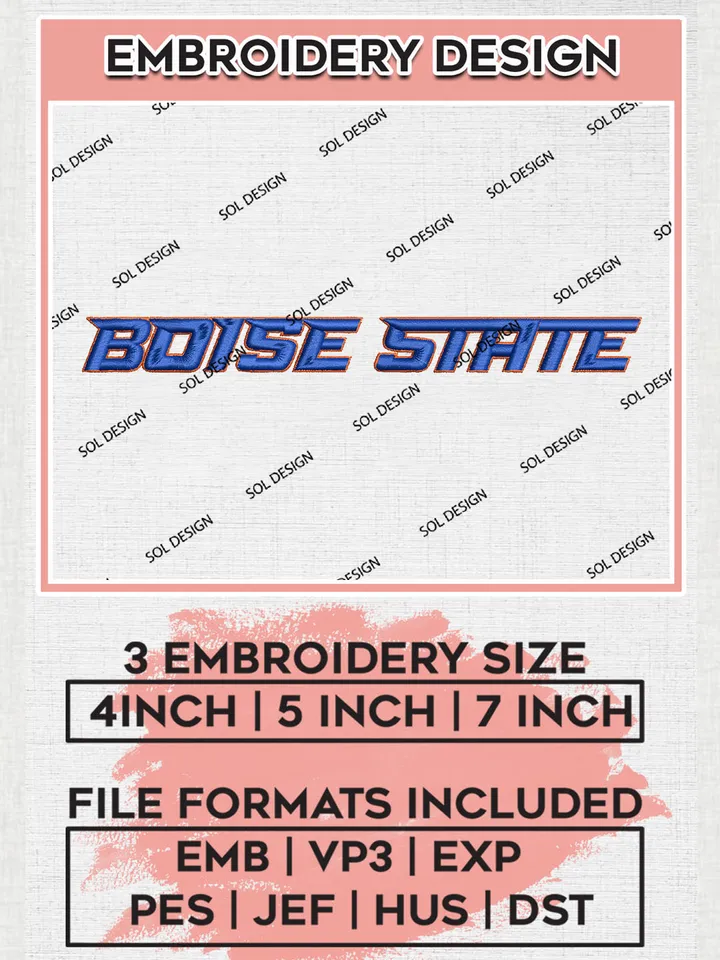 NCAA Boise State Football Team Wordmark Logo Embroidery Design Files, NCAA Boise State Broncos Machine Embroidery, NCAA Teams, 3 sizes, NCAA Machine embroidery designs, Digital Download