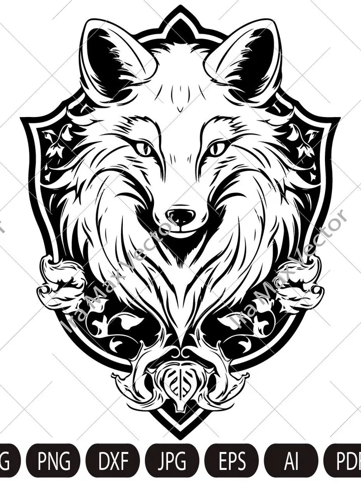 FOX Face svg /Fox heraldic svg/Fox coat of arms/Fox shield/ Fox Head svg / Fox svg /Fox Mascot svg / Fox Printable / INSTANT DOWNLOAD