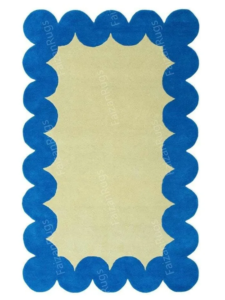 Buy Irregular Curved Shaped Rug Hand-Tufted 100% Wool Handmade Area Rug Carpet for Home, Bedroom, Living Room, Kids Room, Custom Rug Also