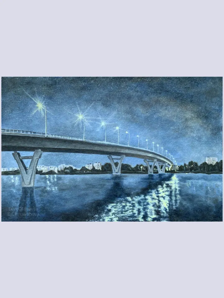 Painting "View of the Victory Bridge from the Balakovo embankment"