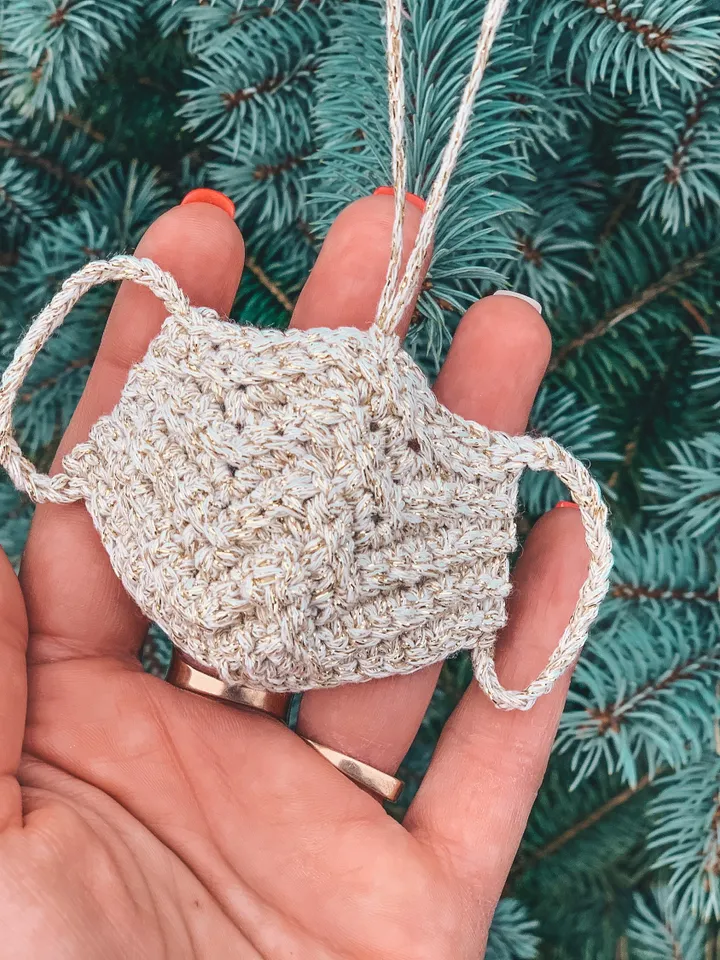 Set 10 mini crochet mask ornament 2020, christmas tree decorations 2020, quarantine 2020, hanging decoration