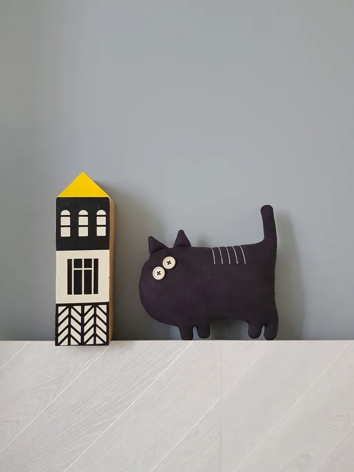 Black cat sewing pattern PDF digital tutorial in English, Halloween doll sewing diy