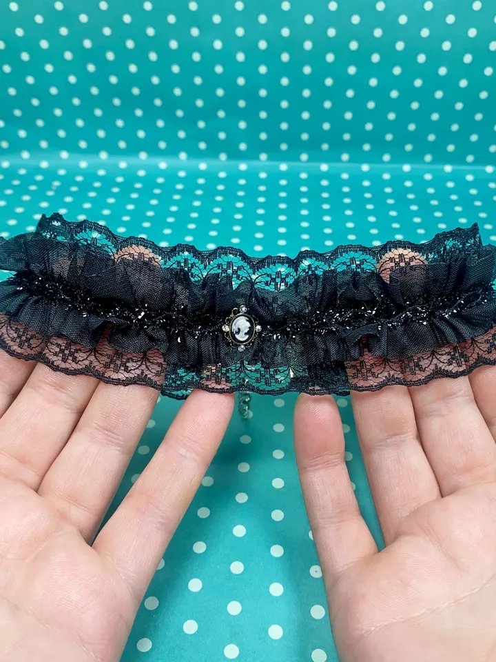 Choker around the neck. Handmade jewelry.