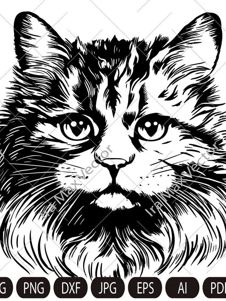Cat Face Svg ,Fluffy cat Svg cute kitten face svg, cute cat face svg, cat faces svg, Cat head svg, cat image, kitten cut file,cat svg