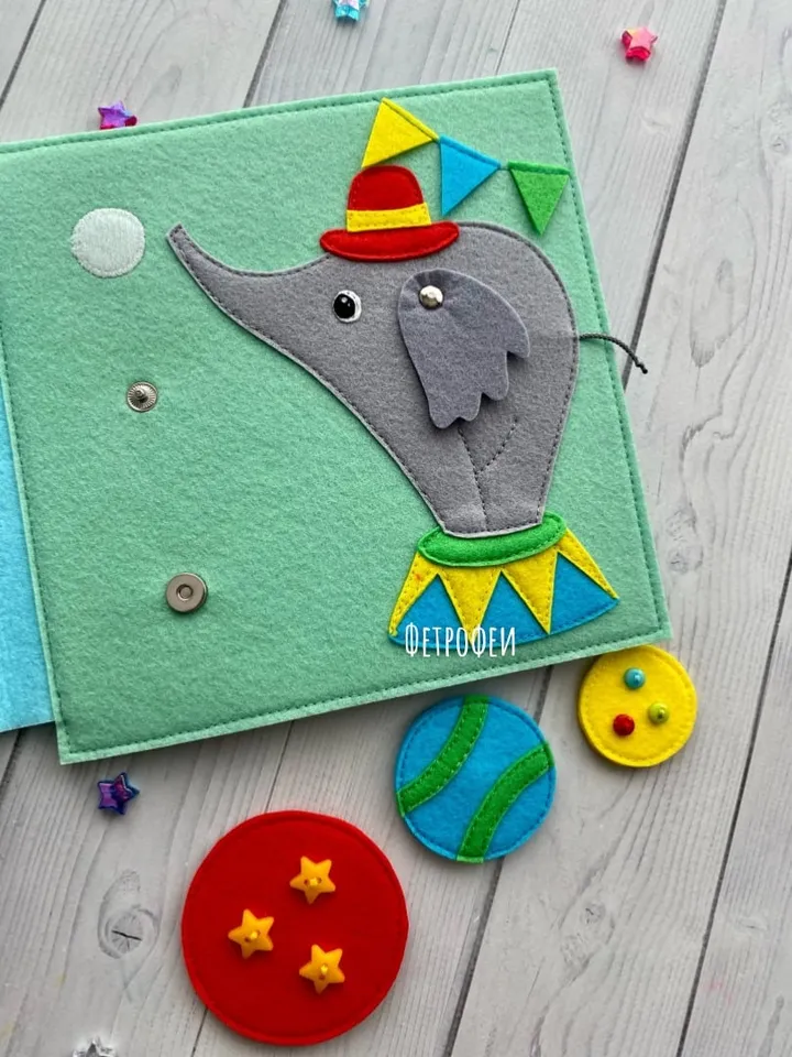 Circus Quiet book Pattern PDF, Activity Felt book pattern, Soft montessori book template, Quiet book sewing ideas for baby 1, 2, 3 year old