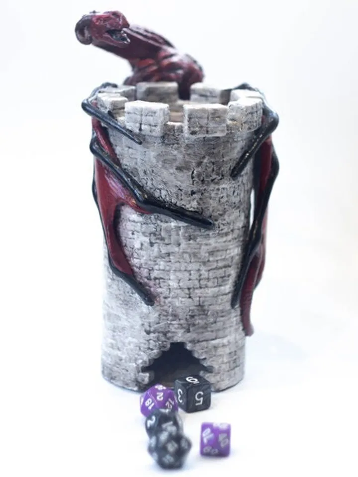 Dice Tower, Red Dragon Dice Tower, Dice Tray, Dice Roller, DND Board Game Accessories