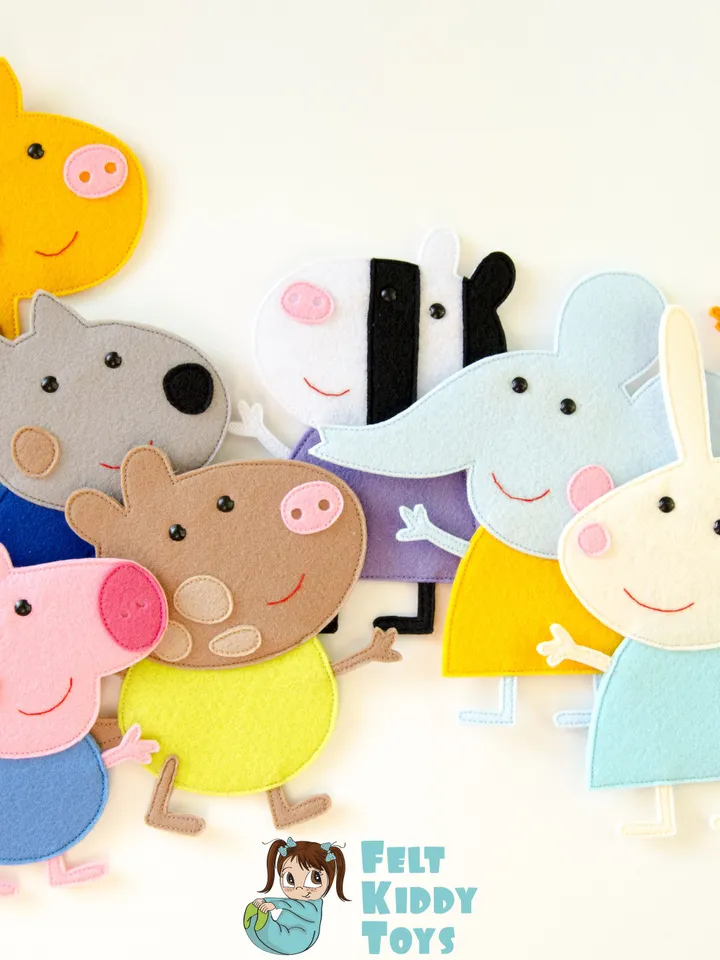 Peppa Pig family and friends from felt