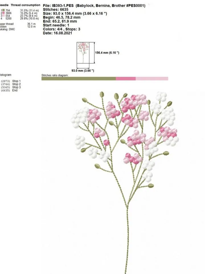 Gypsophila set machine embroidery design applique pattern digital embroidery pattern home and clothing décor embroidery motif floral design