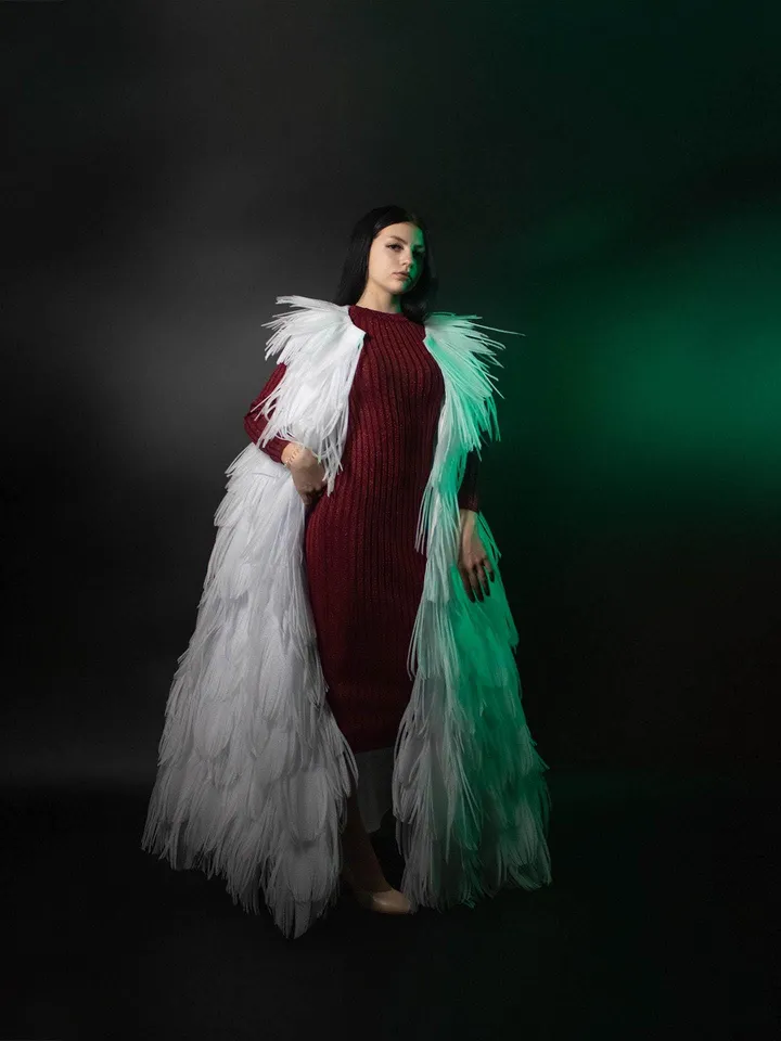 feather cape, wedding cape, jacket, feather coat, bride's coat