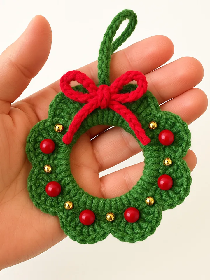 Crochet Wreath Pattern - Easy Christmas Tree Decoration & Ornament PDF for Beginners - Holiday Craft DIY
