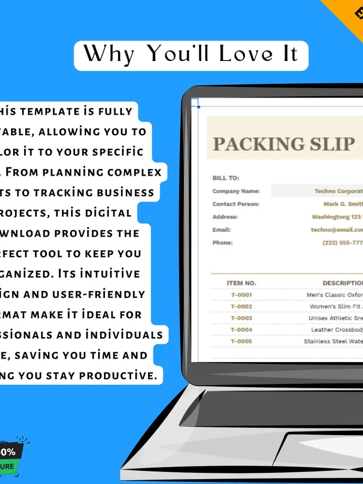 Retail Packing Slip Template, Printable Order Invoice, Google Sheets Packing List, Shipping Document for Retail Stores