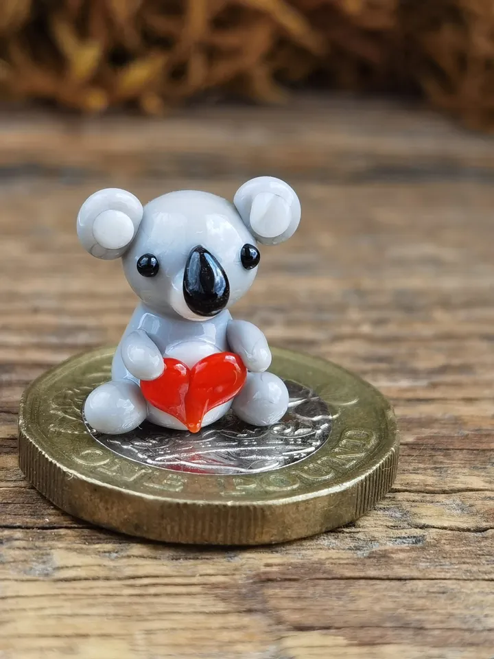 KOALA MINIATURE ANIMALS koala gifts I love you Koala figurine Koala ornament Koala Valentine Glass Koala Zen garden Terrarium figurine