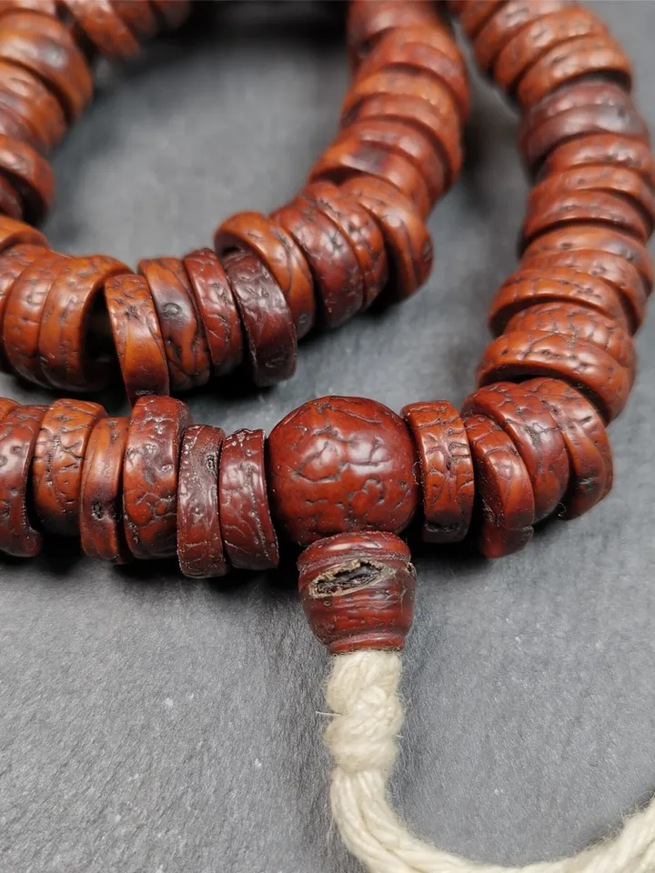 Gandhanra Antique 108 Bodhi Beads Mala,Old Prayer Beads Necklace,Diameter 14mm,Circumference 44 cm