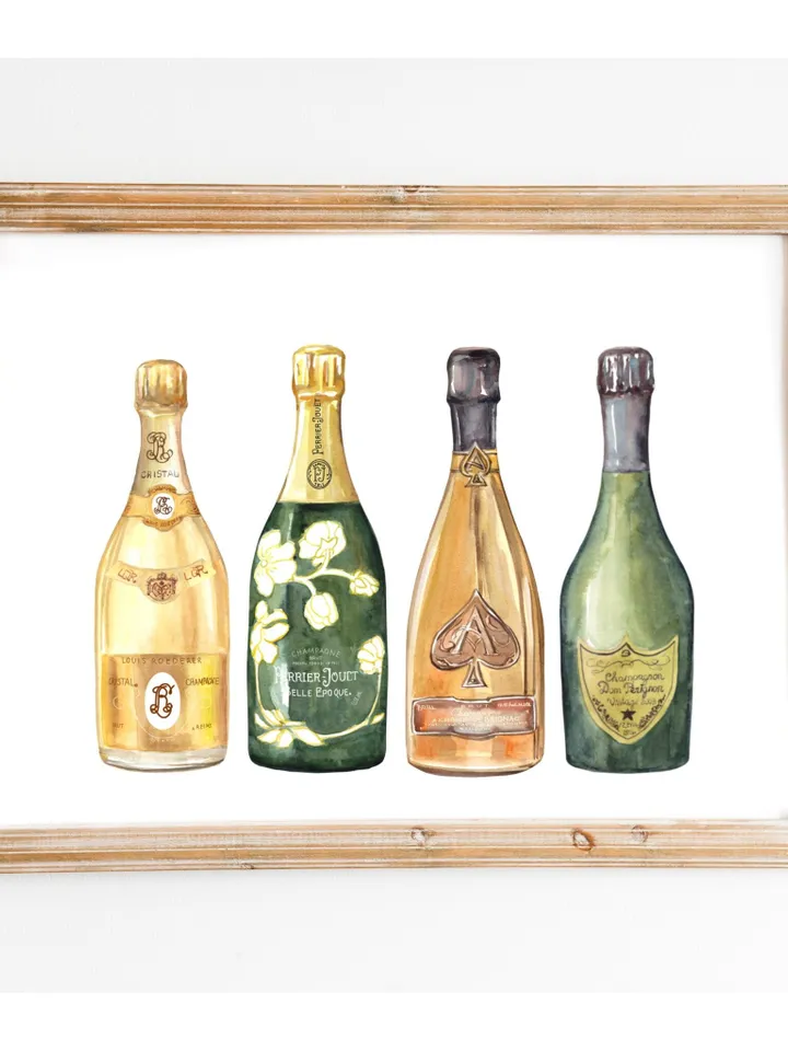 Champagne Watercolor Art Print, Cocktail Print, Bar Cart Art Work, Bar Decor, College Apartment, Wine Cocktail Drink, College Dorm Decor