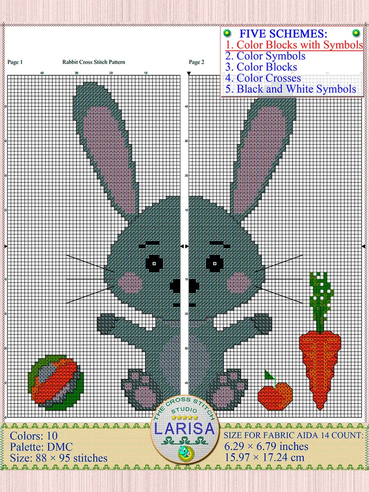 Rabbit Cross Stitch Pattern | Irresistible Rabbit Cub Chart