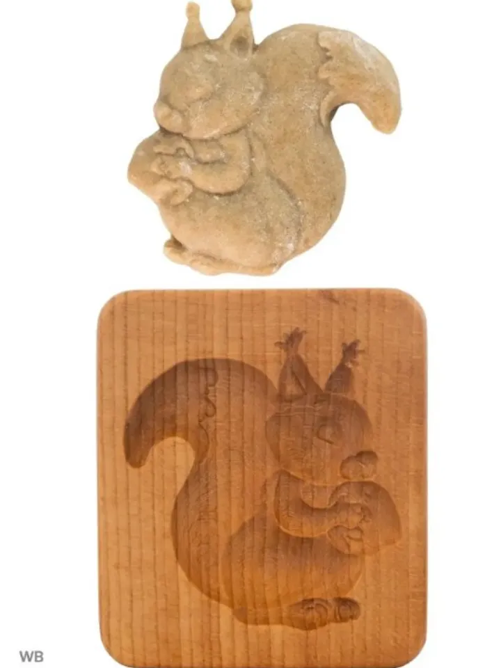 squirrel Embossed cookie mold, cookie cutter, wooden mold, Wooden stamp stamp for gingerbread cookies springerle stamp
