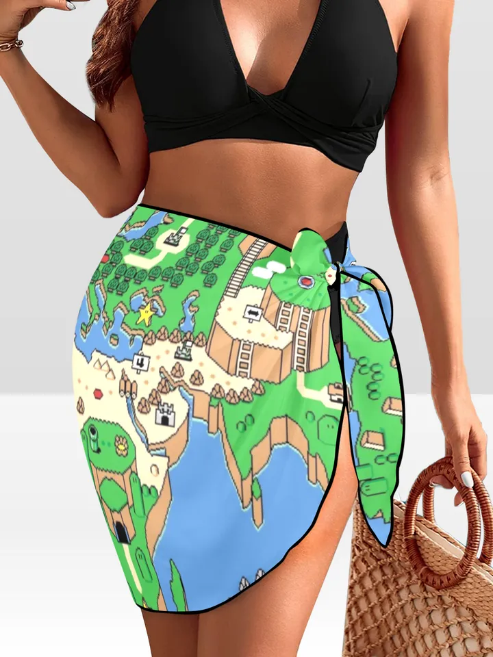 Super Mario World Map Beach Sarong Wrap