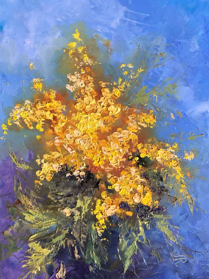 Flowers Painting Original Framed Floral Oil Painting Kitchen Still life
