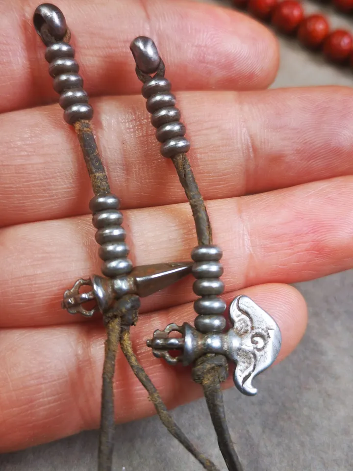 Gandhanra Handmade Tibetan Buddhist Mala Counters,Prayer Bead Counters,with Kartika and Kila Pendant,Made of  Cold Iron