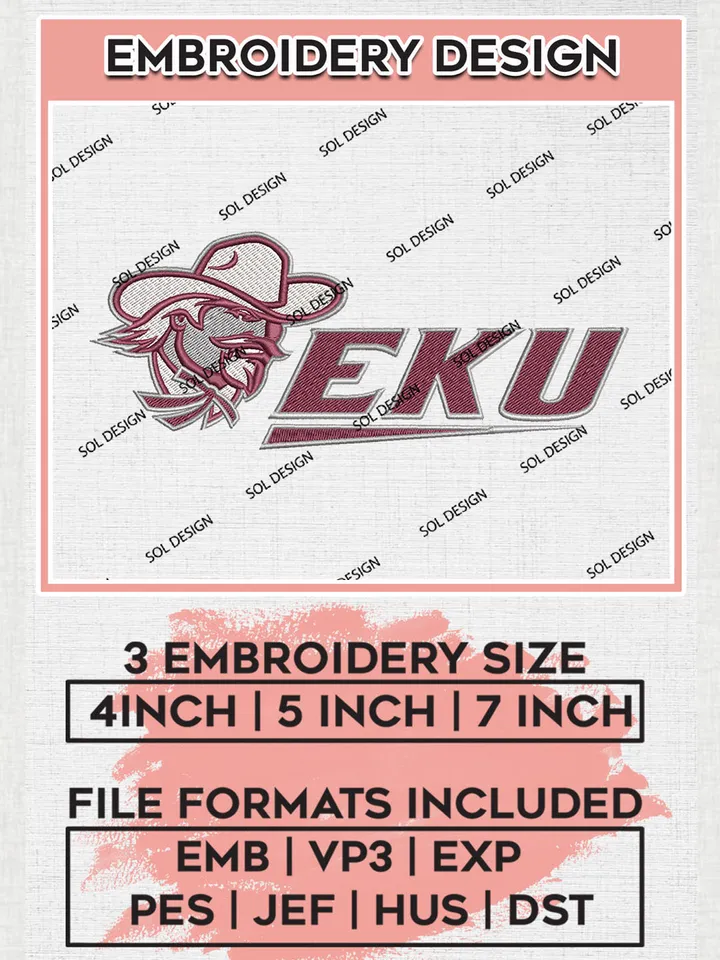 EKU Colonels NCAA Team Mascot Logo embroidery designs, NCAA Eastern Kentucky Colonels Logo Machine embroidery designs, NCAA Team Logo embroidery designs, NCAA Game Day Machine embroidery designs, Digital Download