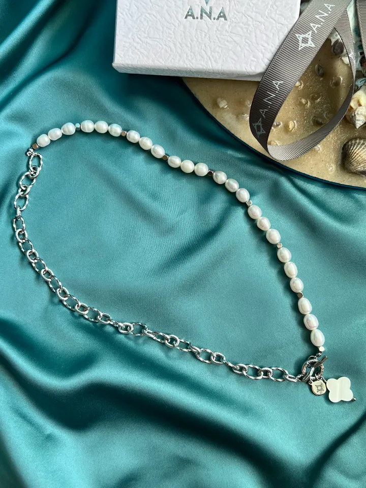 Pearl Set Necklace Bracelet Earrings PEARL & CHAIN