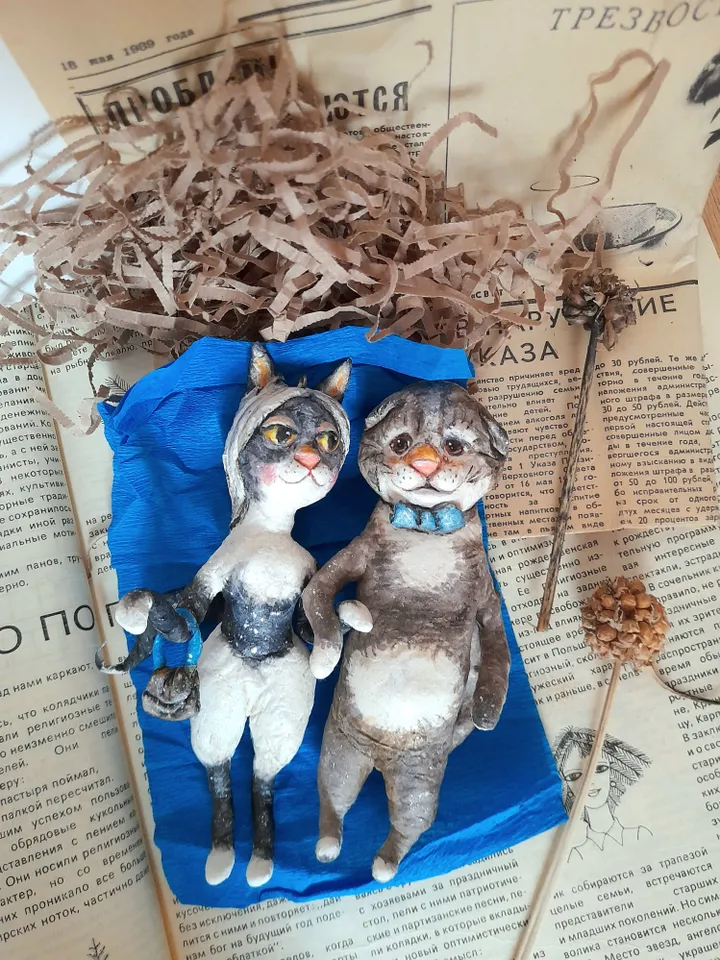 Cat Couple Theme Room Decor Cat Spun Coton Ornament Kitten Decor Cat Lover Gift Idea