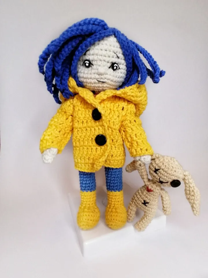 PDF Coraline doll crochet pattern, button eyes doll, Crochet pattern voodoo, voodoo doll, Halloween amigurumi pattern, voodoo bunny pattern