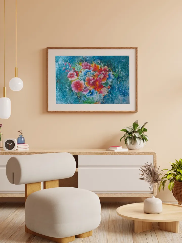 Oil Pastel Flowers Paintings Floral Heart