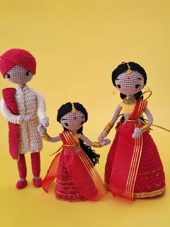 Crochet indian baby doll. indian handmade gift. amigurumi indian doll.
