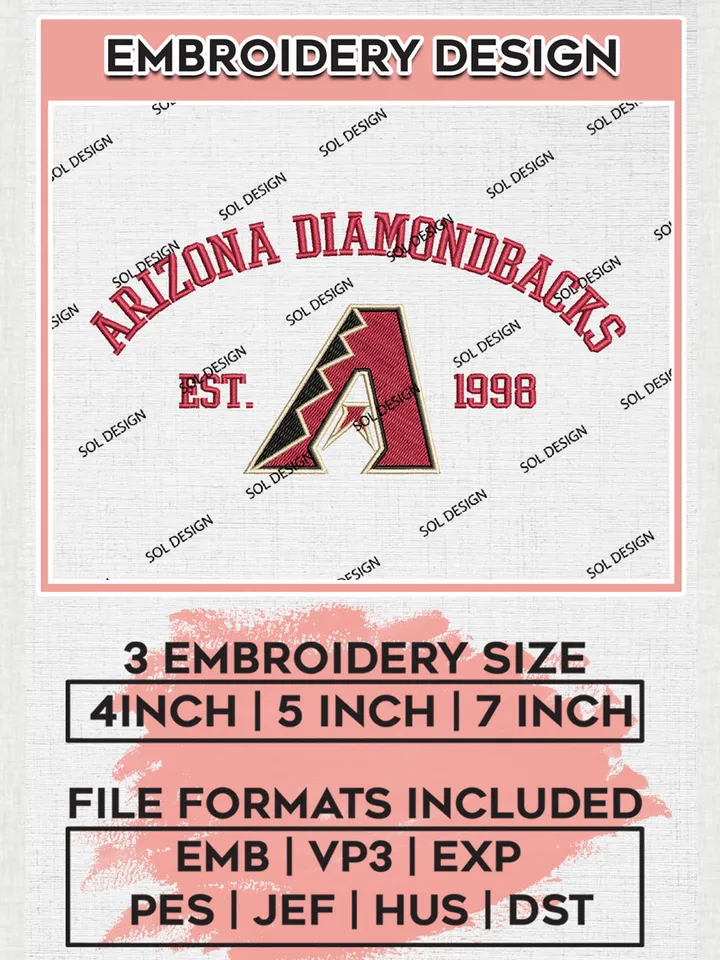 MLB Arizona Diamondbacks Team Est Logo Embroidery Design, MLB Team Embroidery files, Arizona Diamondbacks Baseball Team, Diamondbacks Team, Digital Download