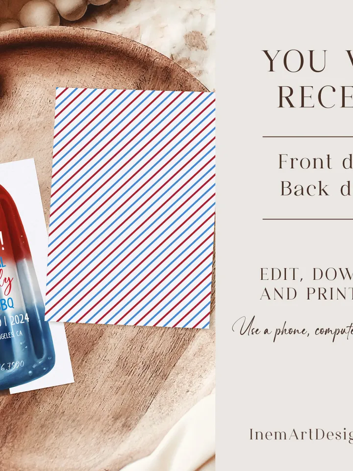 4th of July Party Invitation Template, Printable Fourth of July BBQ Invitation, BBQ Invitation, Editable Patriotic Instant Download